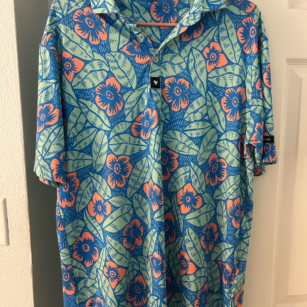 Bad Birdie Tropical Blue and Orange Men's Shirt